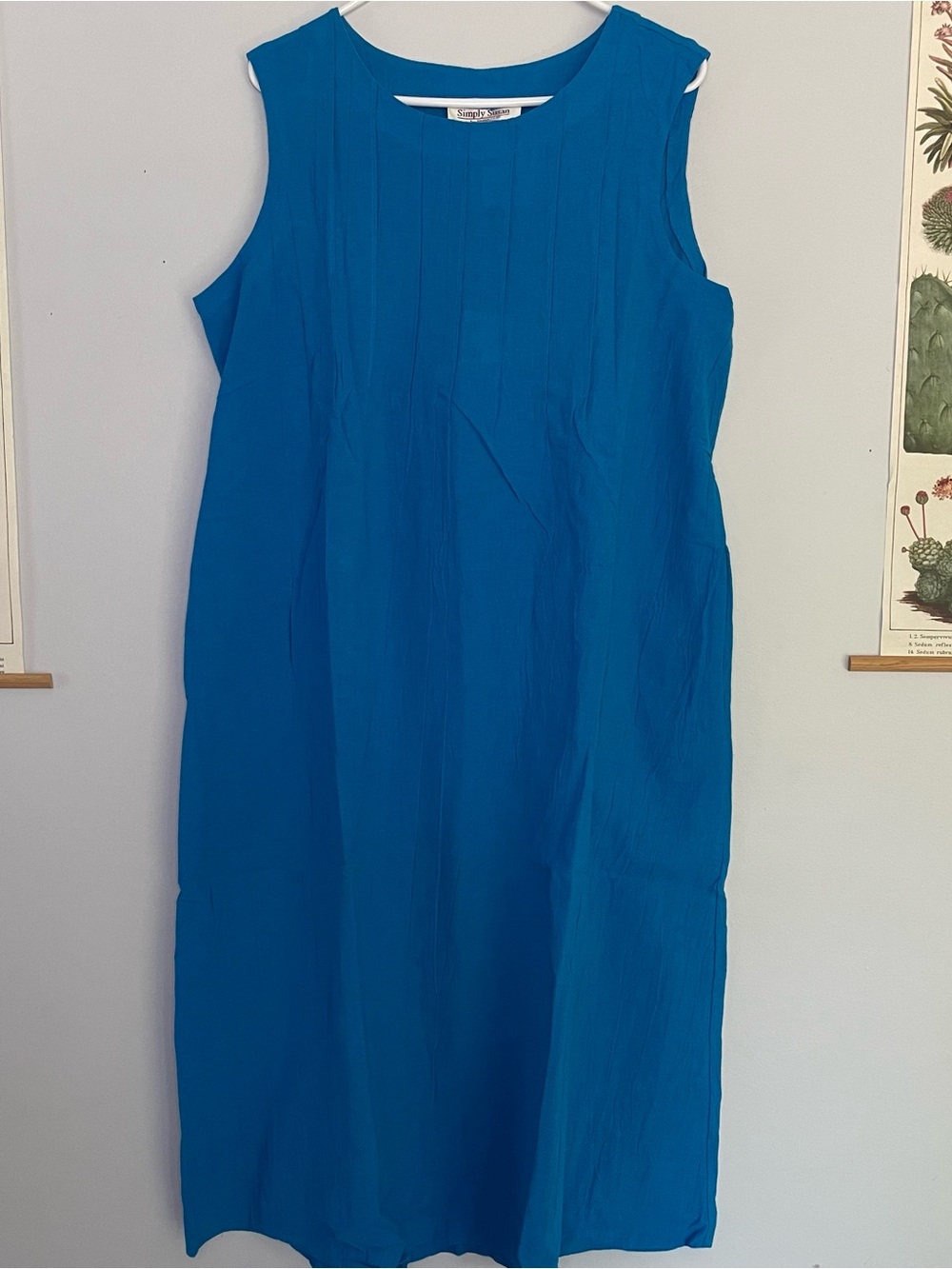 Simply Susan Blue Sleeveless Tie Back 100% Cotton Dress NWT - Picture 4 of 8